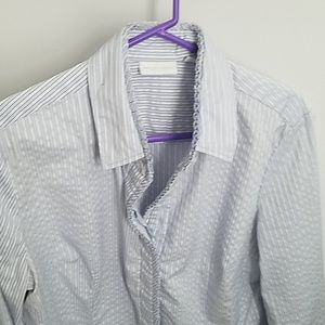 Long sleeve pinstripe blouse/shirt. Blue and white